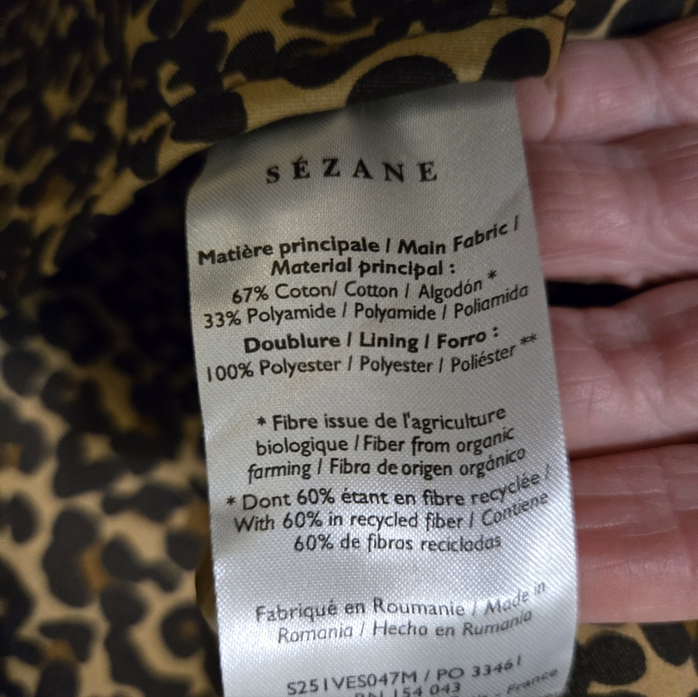 Sézane Leopard Print Jacket in Brown and Black - Picture 7 of 7